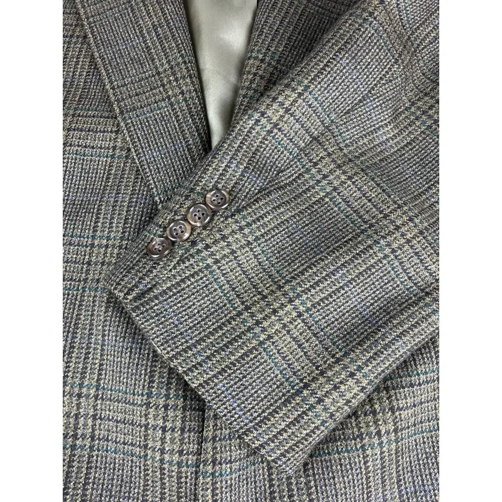Vintage Brooks Brothers 44R Lambswool Cashmere Plaid Blazer Made USA Old Money
